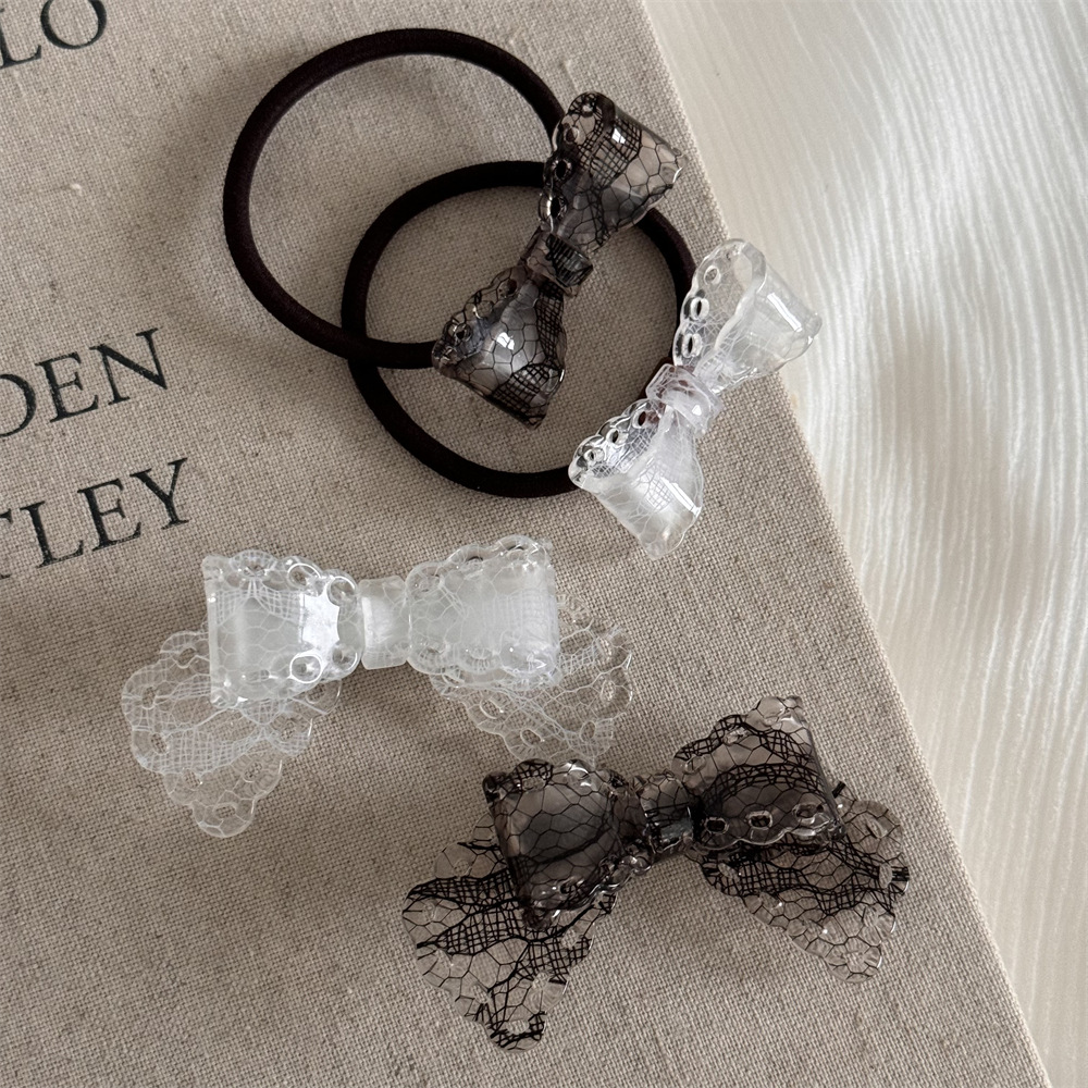 Design Sense Lace Pattern Bow Duckbill Clip All-match Distinctive Hairpin Hairband Bangs Clip Side Clip Hair Accessories_voghion.com