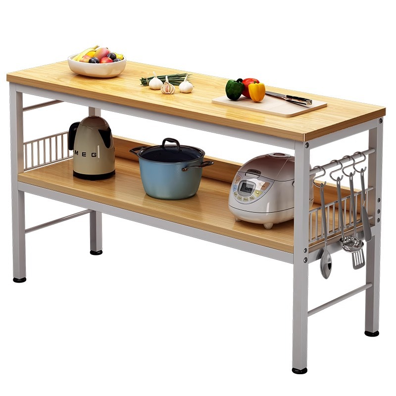 Estante de cocina piso multicapa mesa de corte de horno de microondas estante de almacenamiento multifuncional mesa pequeña mesa de trabajo doméstica image 6