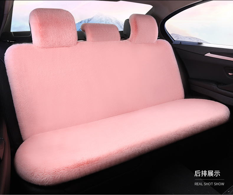 Cross-border 2026 new winter rabbit fur plush seat cushion with lumbar support, thickened car seat pad, car interior seat cushion, non-slip