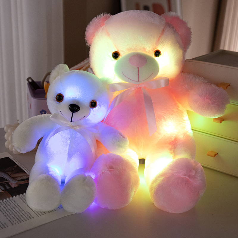 Suministro directo de fábrica transfronteriza Venta caliente luminoso oso de peluche abrazo oso muñeca de peluche almohada de juguete regalo de San Valentín