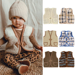 2024 New Infant European and American Vest Autumn and Winter Infant Cardigan Vest Baby Sleeveless Vest Jacket