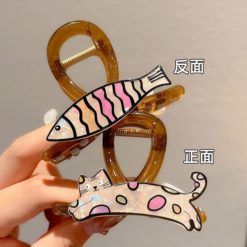 气质珍珠发饰咖色鲨鱼夹清新蝴蝶结抓夹气质优雅发卡百搭头饰发夹|undefined