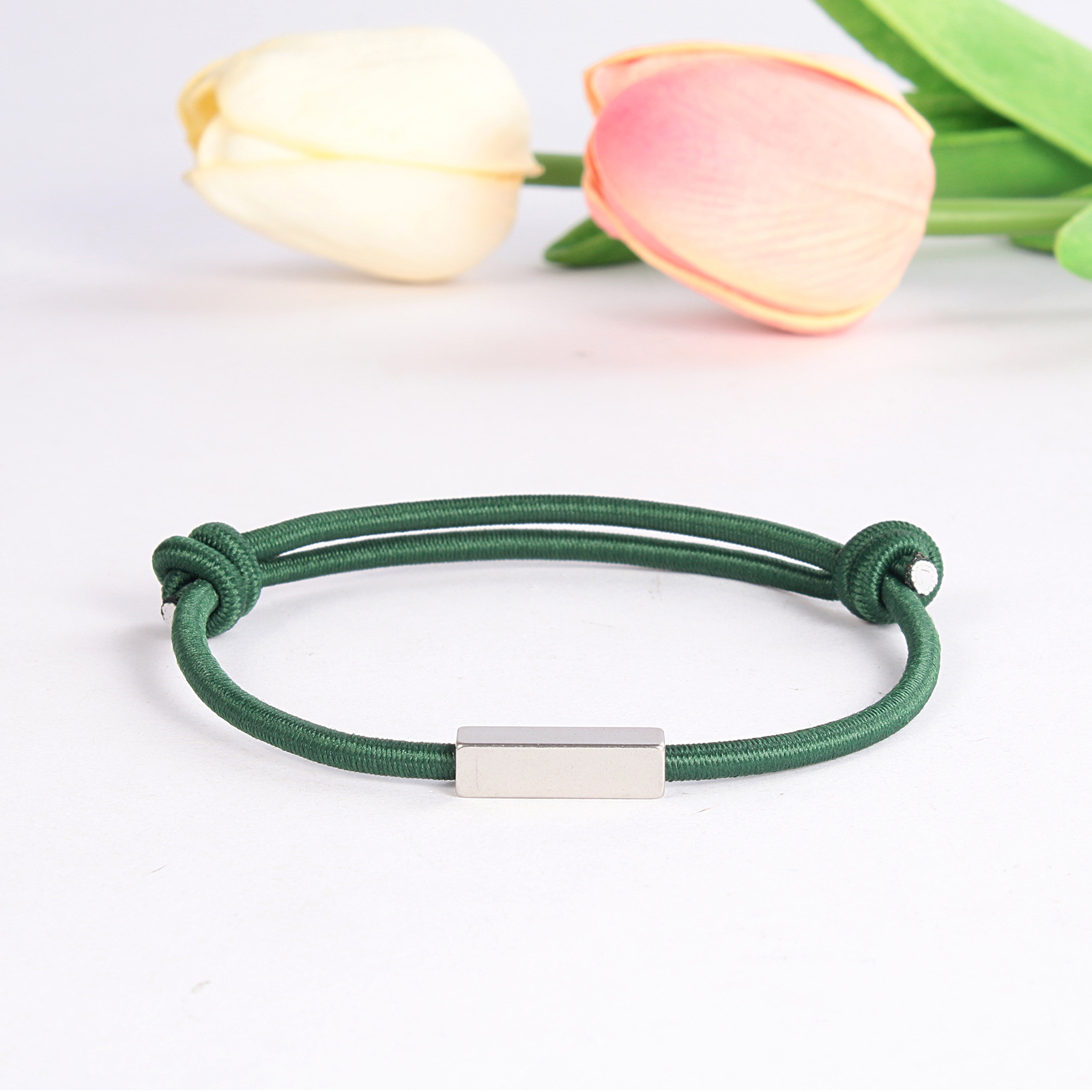 1 Piece Simple Style Solid Color Stainless Steel Polyester Unisex Bracelets