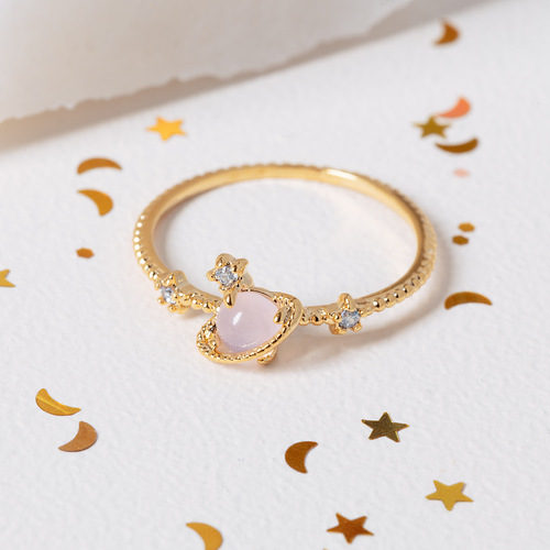 Cross-border new fashion and creative planet ring, micro-paved zircon star, elegant and luxurious open ring bracelet