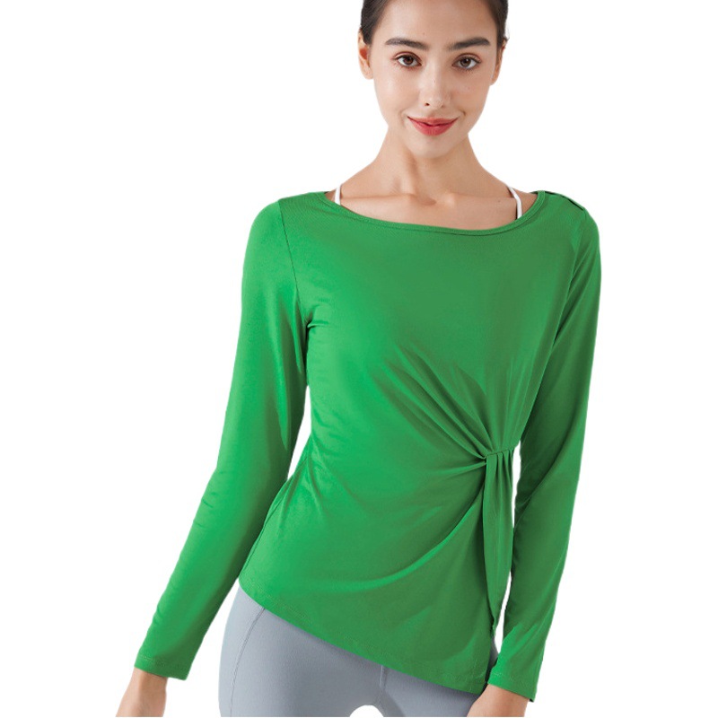 Ropa de Yoga de otoño europeo y americano manga larga de secado rápido deportes fitness superior correr adelgazamiento Delgado cadera-ropa de fitness para mujeres