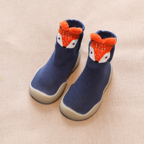 Children's socks and shoes for spring and autumn, baby learning to walk shoes and socks, cartoon-style for boys, indoor shoes for girls, waterproof and non-slip, mid-calf socks and shoes