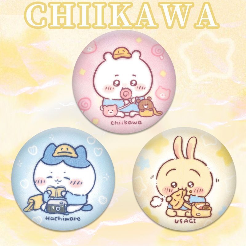 CHIIKAWA ジイカワ ファンバッジ 小八ウサキ アニメ周辺機器 缶レーザーバー ギフト|undefined