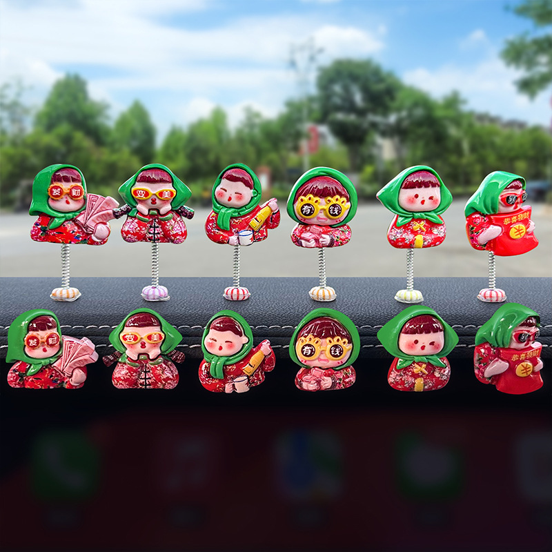 Red celebridad encantadora chica rica encantadora sacude la cabeza adornos de automóvil consola decoración pantalla de navegación decoración pequeña y encantadora