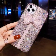 奢华满钻适用苹果17pro手机套女神iPhone15幻彩16max蝴蝶结13外壳