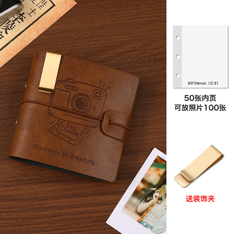 ポラロイド写真用紙収納アルバム特別な大容量レトロルーズリーフブックカップル記念アルバム diy 3inch 旅行カードアルバム|undefined