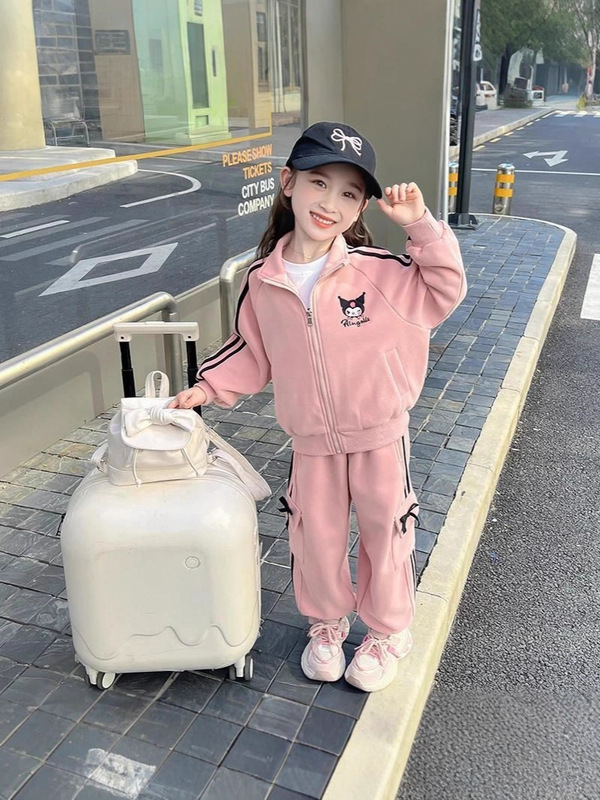女童套装春秋2025新款儿童洋气秋季休闲时髦宝宝纯棉卡通运动秋装|undefined