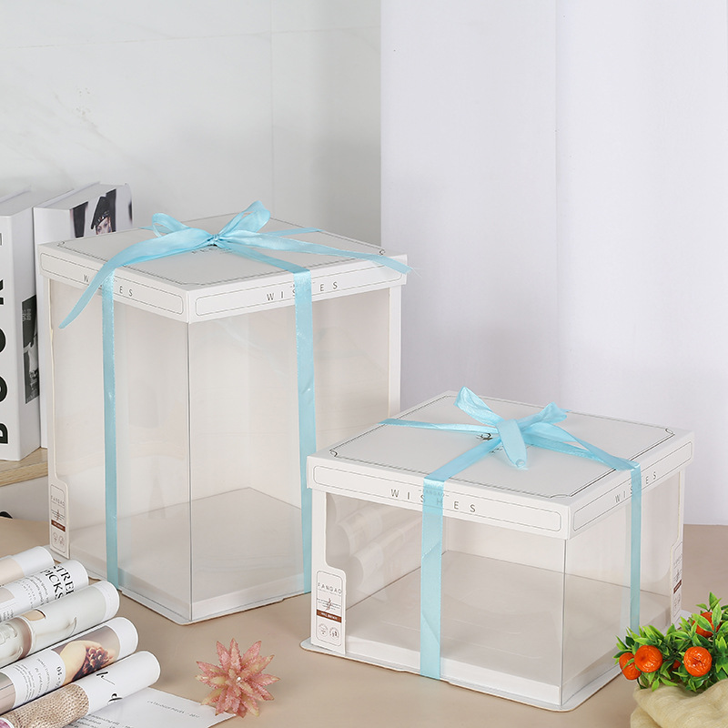 厂家直供彩色开窗生日蛋糕包装盒 双层加高烘焙食品包装多款可选