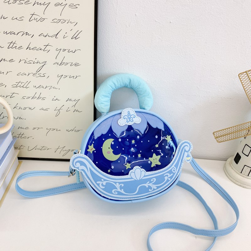 Bolsa de princesa infantil creativa 2025 nueva moda luna cama de caricatura animada niña portátil bolsa de tramo inclinada