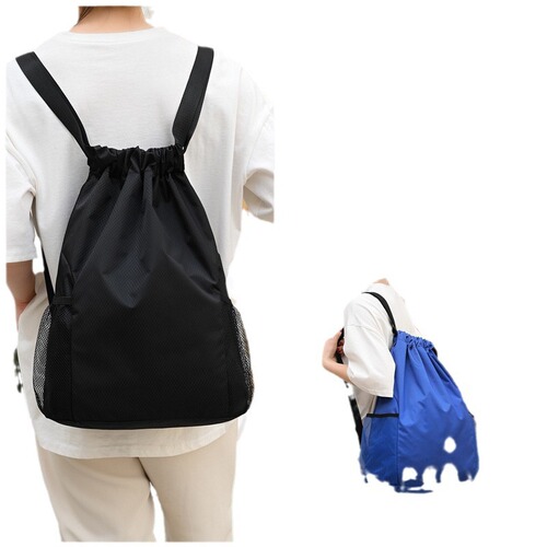 Double-Shoulder Bag with Buckle Drawstring, Unisex Large Capacity Fitness Sports Basketball Football Bag Travel Lightweight Waterproof Backpack