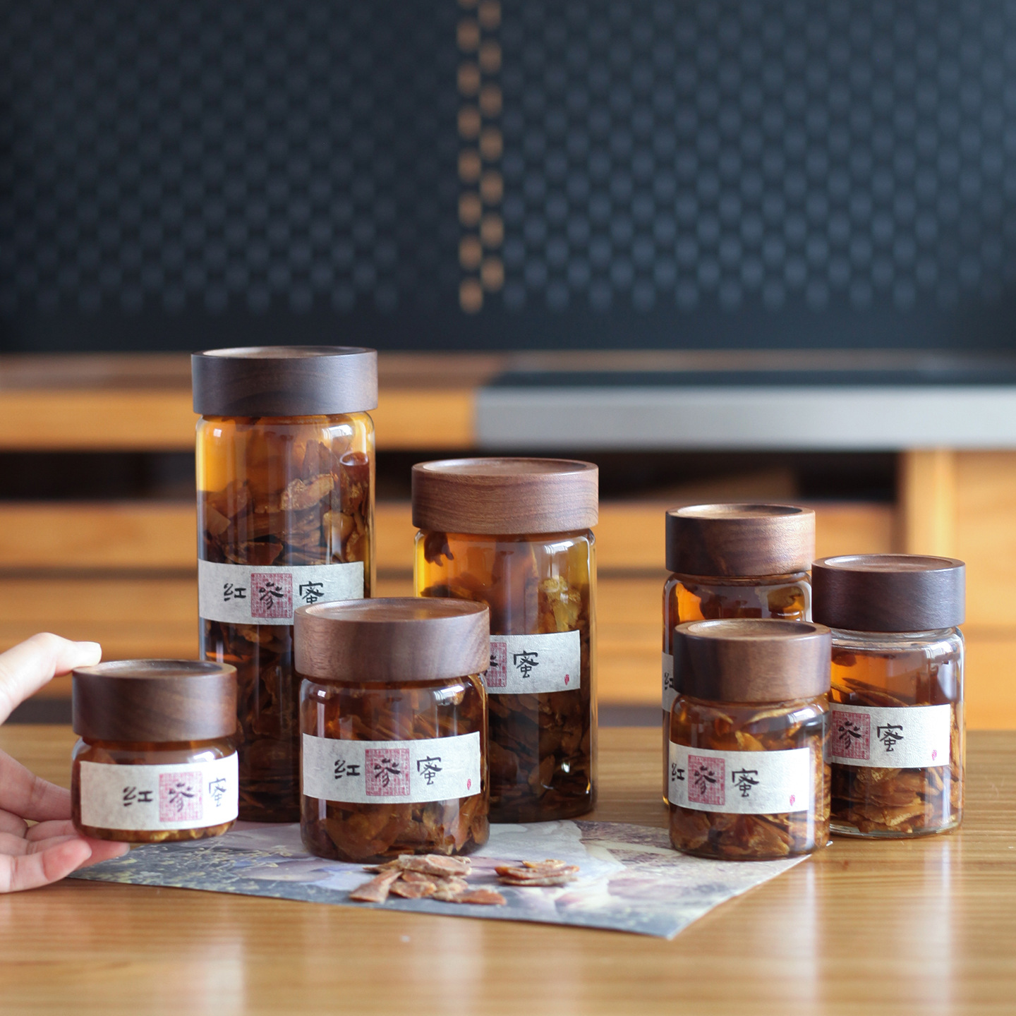 Honey Sealed Jar Food Grade Korean Ginseng Soaked Honey Glass Jar Ginger Candy Autumn Pear Paste Bottle Bird's Nest Bottle Storage Jar