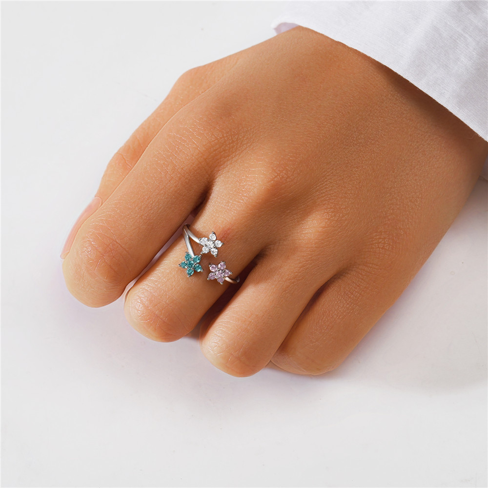 4g Weight Zircon Inlay Material Open Rings Classification Adjustable Ring Size 1 Piece Quantity Daily Occasion 925 Sterling Silver Material Heart Shape, Flower, Bow Knot Pattern Women's Gender Plating, Flowers Design Sweet, Shiny Style 925 Sterling Silver Zircon Heart Shape Flower Bow Knot Open Rings 25