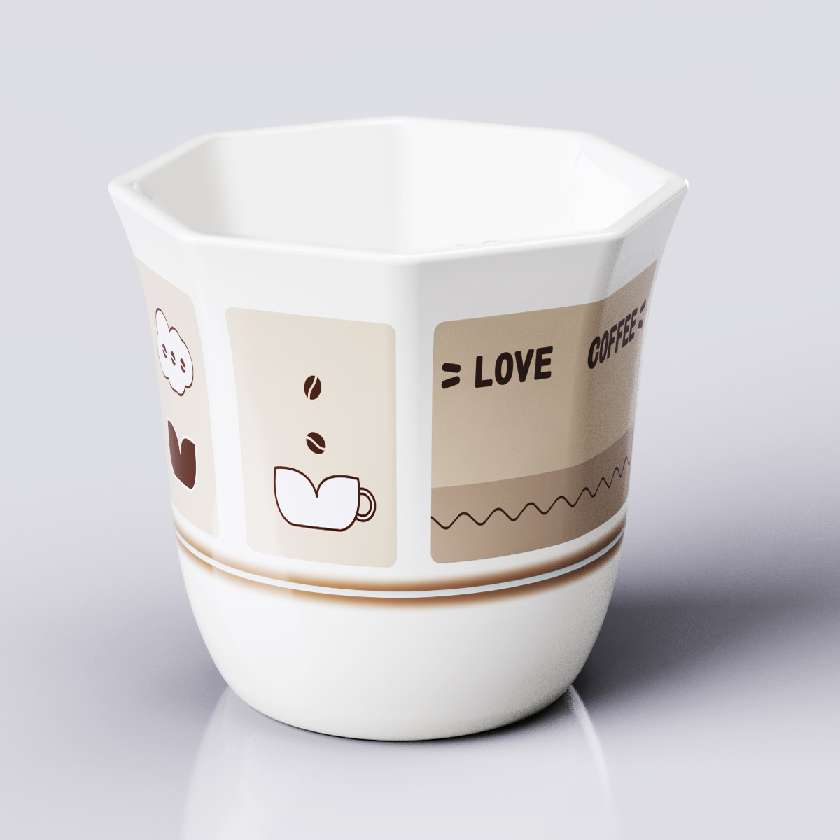 Taza de cerámica latte taza de café sucia taza de café creativa de alto valor visual taza de café de mano taza octogonal 280ml