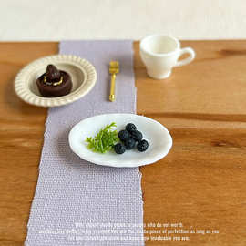 泓豪工厂直供微缩30mm餐碟玩具模型娃屋配件迷你陶瓷椭圆碟C3015