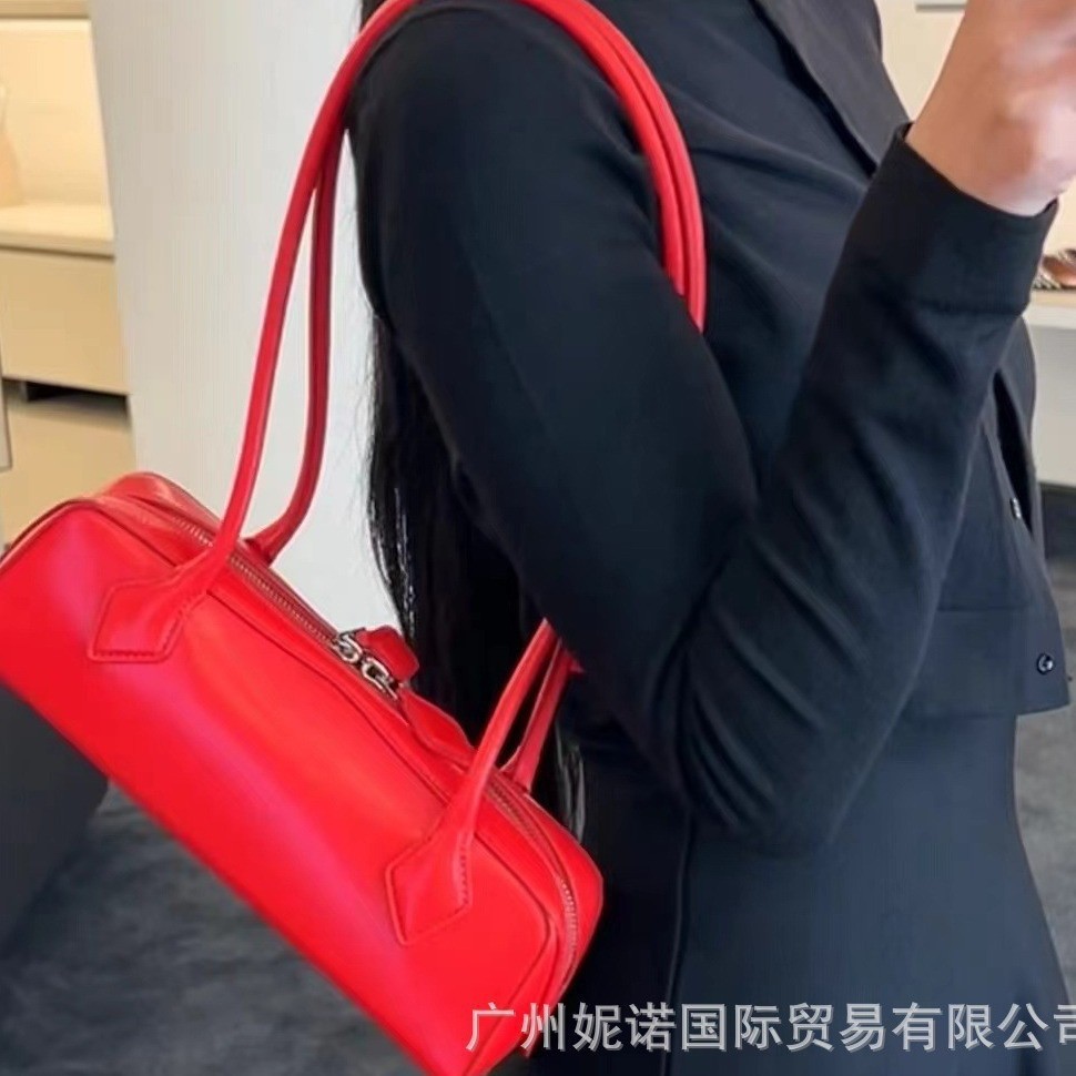 2024 Niche New Cowhide Bag For Women French Style Single Shoulder Baguette Bag Retro Underarm Handbag For Commuting - Thumbnail 4