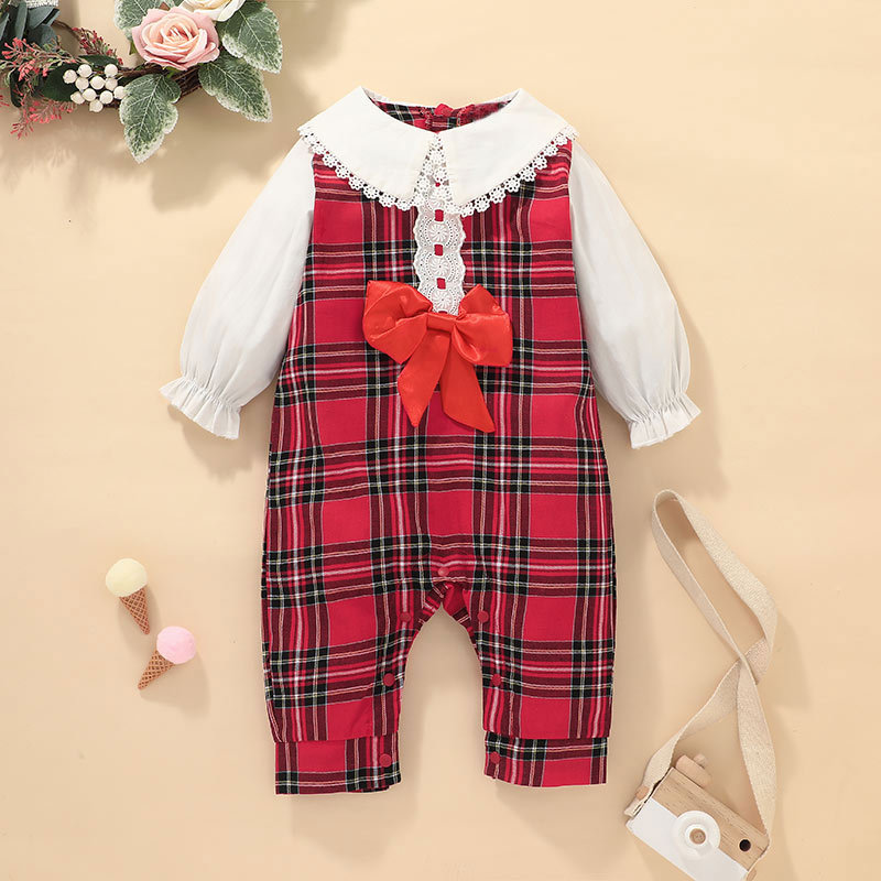 2021 Spring And Autumn Baby Plaid Jumpsuit 1-3 Years Old Babies' Dress Long Sleeve Jumpsuit Foreign Trade display picture 3