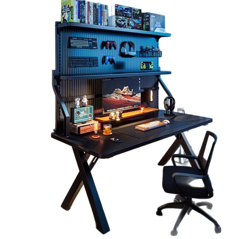 Nuevo escritorio de computadora de madera maciza dormitorio de fibra de carbono hogar mesa de deportes electrónicos agujero tablero agujero estante de mesa de transmisión en vivo mesa de trabajo