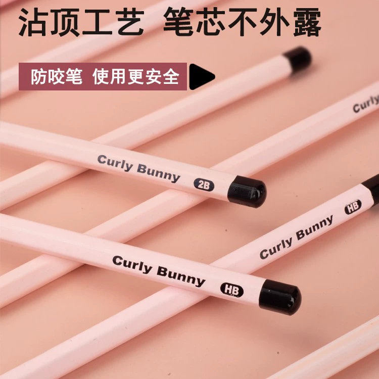 Curly Bunny Fuchsia pencil for students, hexagonal calligraphy