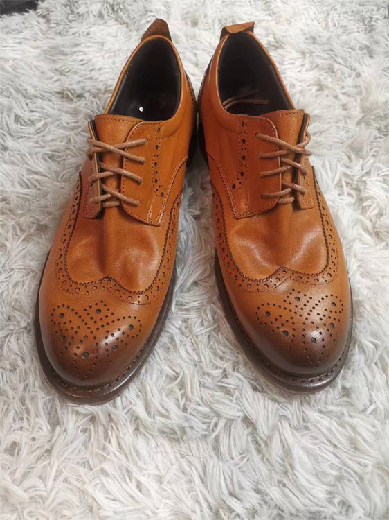 Leather shoes Business dress shoes men's British vintage washed horse shoes wedding shoes_vogvips.com