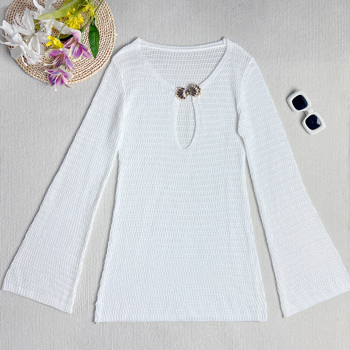 Beach Long Sleeve Sexy Backless Quick-drying Blouse Sun Protection Clothing