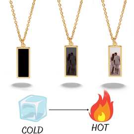 跨境欧美金属几何长方形个性风的热激活魔法项链与定制图片热卖爆