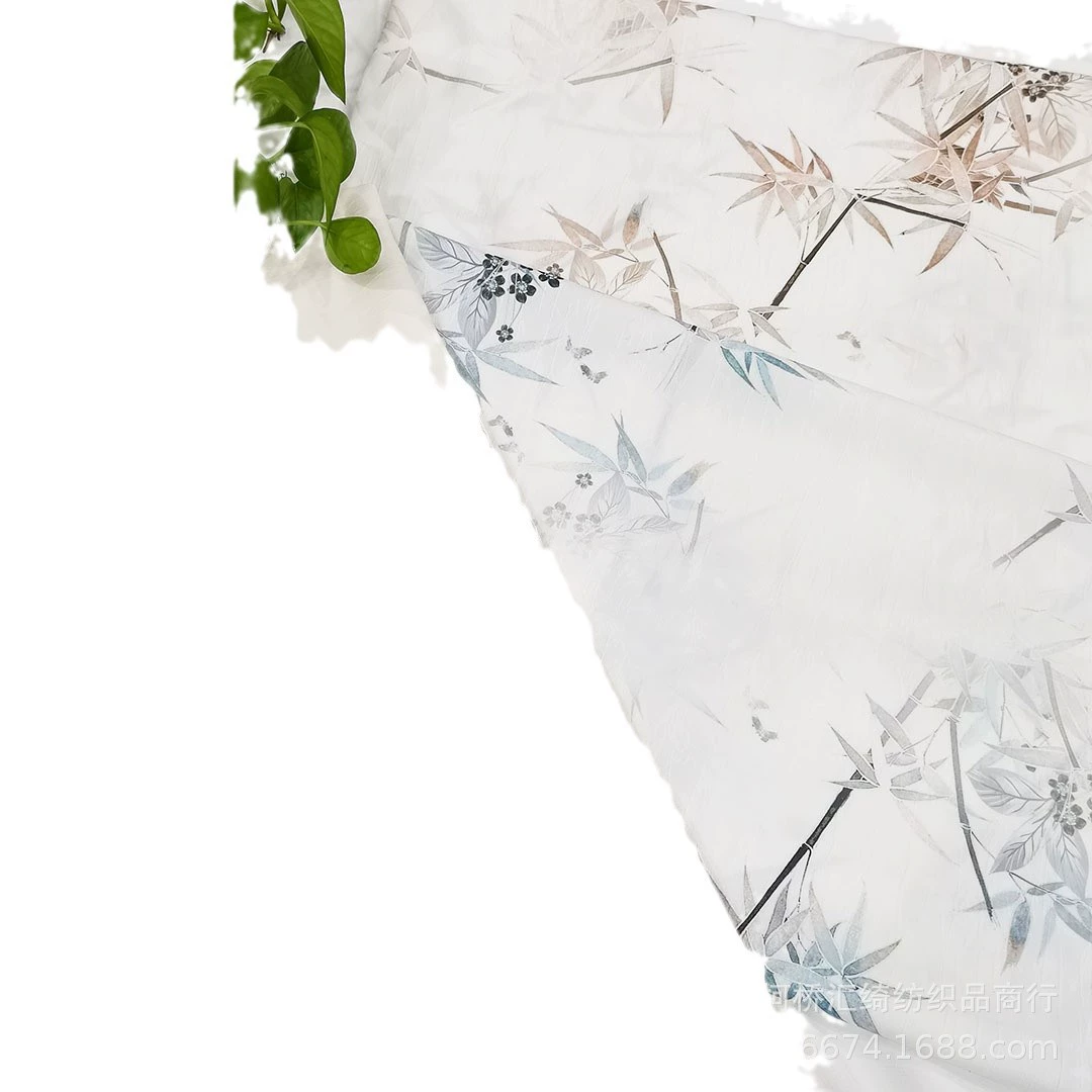 2025 new fabrics, elegant bamboo leaf embossed jacquard fabric, four-sided stretch dark pattern jacquard clothing fabric wholesale