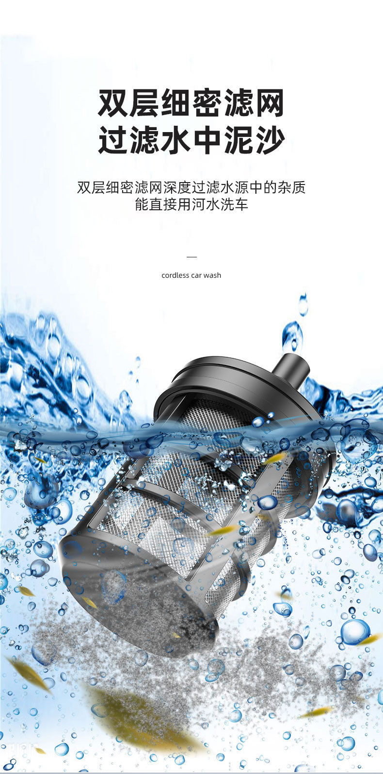 Portable Electric Car Washer Cordless Lithium Battery High Pressure Water Gun