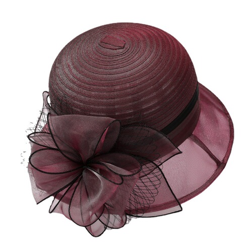 French-style hat for women, British-inspired organdie, suitable for middle-aged and elderly women, spring and summer flower elegant hat, sun protection and sunshade hat, bucket hat