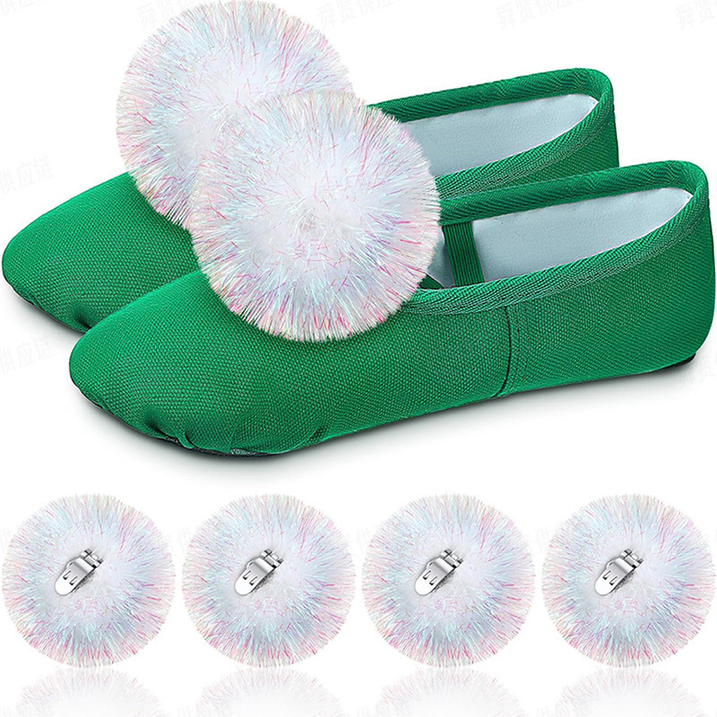 Halloween White Detachable Glitter Pom-Pom Shoe Charms Fluffy Shoe Decorations Detachable Faux Fur Pom-Pom High Heel Shoe Clips