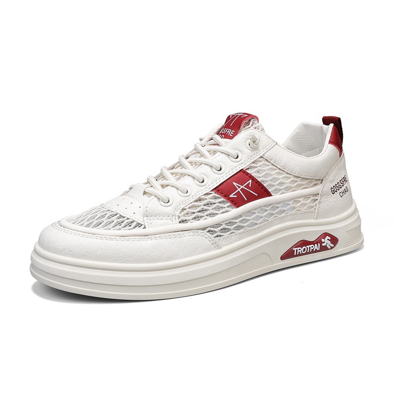Zapatos de hombre verano transpirable 2025 malla deportiva hueco cómodo todo fósforo antideslizante resistente al desgaste zapatos blancos zapatos casuales hombres