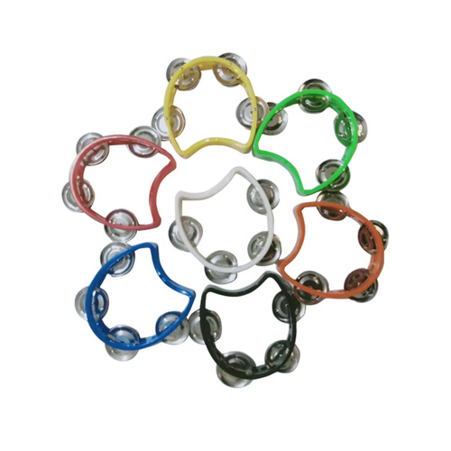Tambourine ring single row plastic bell ring early education teaching aids Orff children's musical instrument school teaching aids bell ring four bell rings