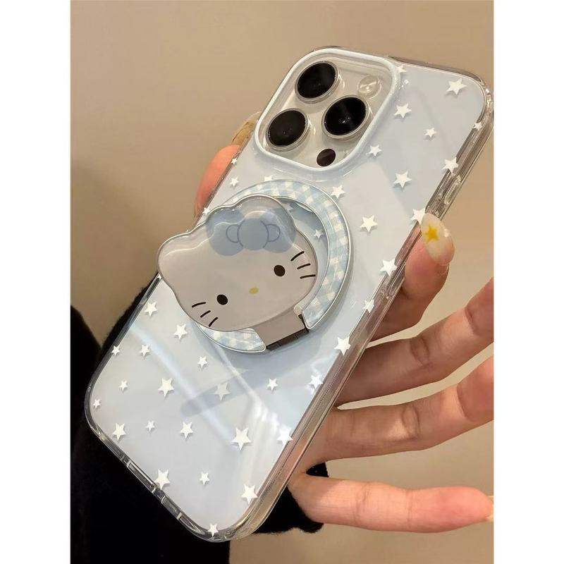 蓝底星星kitty折叠磁吸支架适用iPhone16promax苹果15手机壳14女|undefined