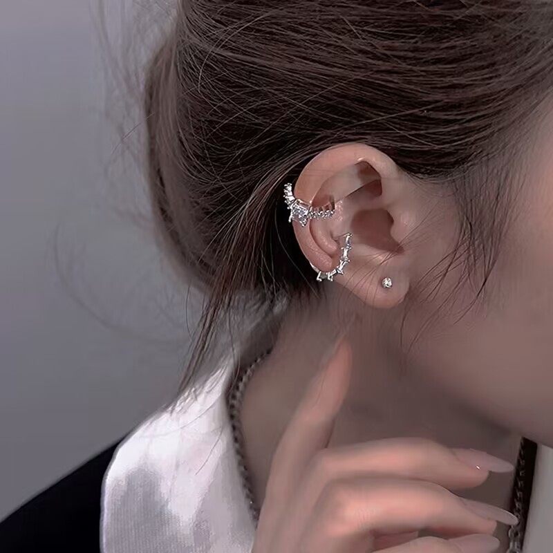 Clip de oreja pendientes no perforados hebilla de oreja francesa femenina 14K pendientes de retención de color temperamento de alto grado clip de hueso de oreja francesa