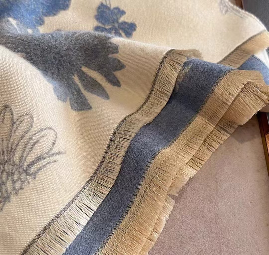 Kaschmirschal Für Damen Mit Pfingstrosenmuster Und Blumenprint_voghion.com