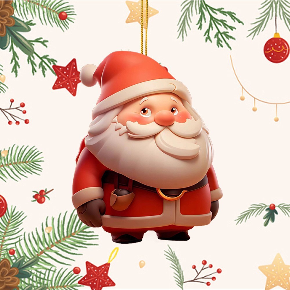 2025 Navidad transfronteriza nueva serie de Papá Noel colgante acrílico plano decoración creativa del árbol de Navidad
