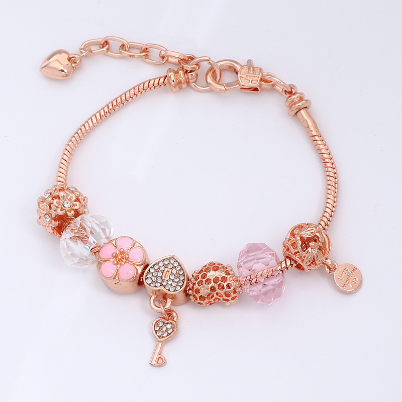 Sweet Geometric Copper Plating Artificial Diamond Bracelets
