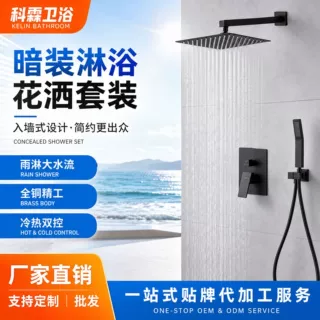 暗装淋浴花洒套装入墙式全铜冷热枪灰色内嵌式卫生间厂家直销家用