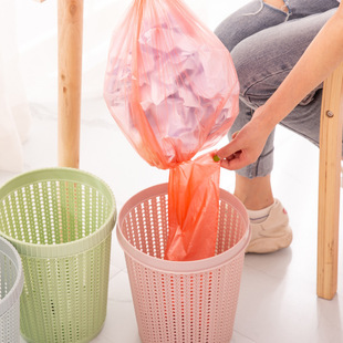 Indoor Household Press Ring Trash Can Living Room Kitchen Automatic Bag Trash Basket Bathroom Lidless Waste Paper Basket Storage