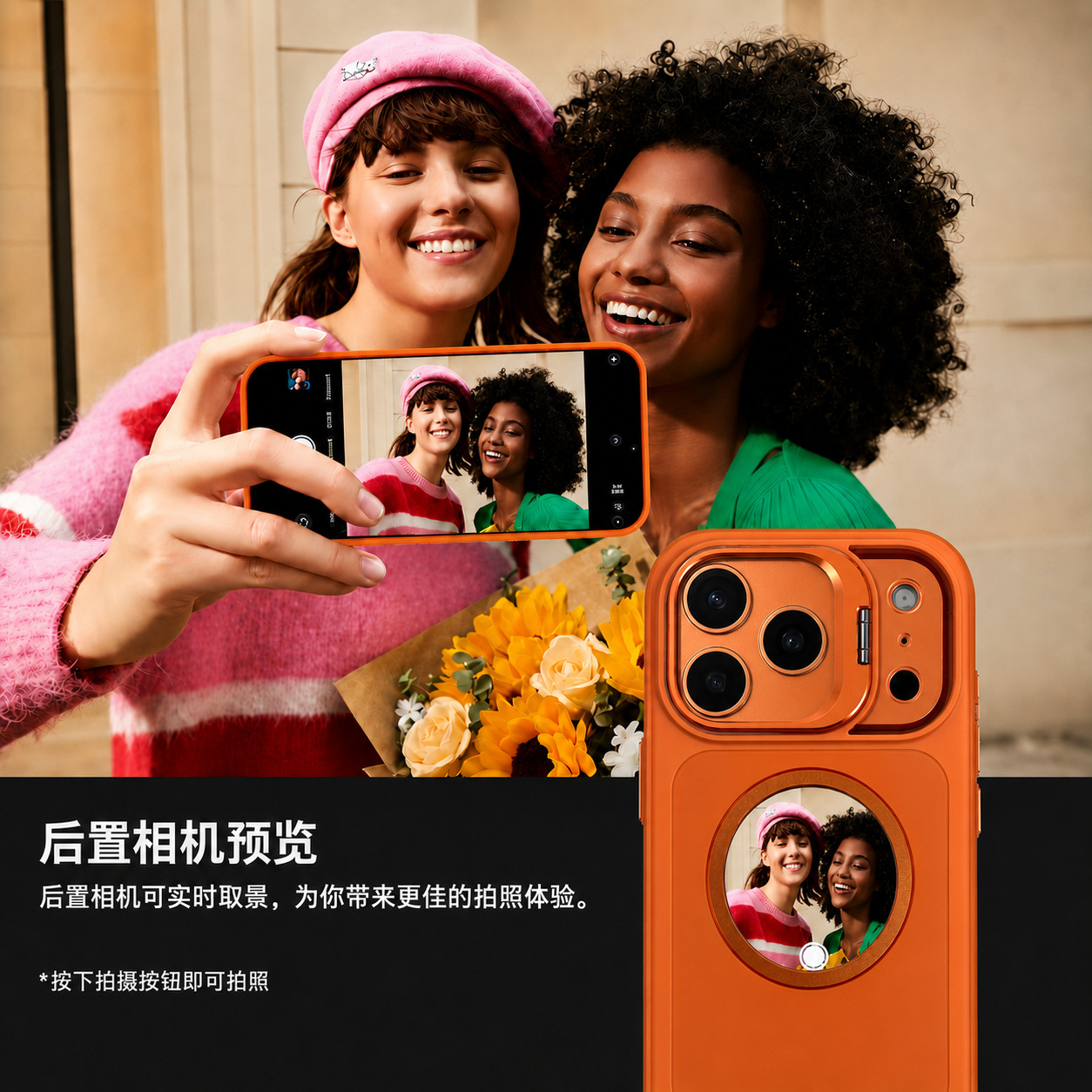 Smart Secondary Screen Phone Case with Creative DIY Wallpaper and Selfie Metal Stand, Suitable for iPhone 15-17