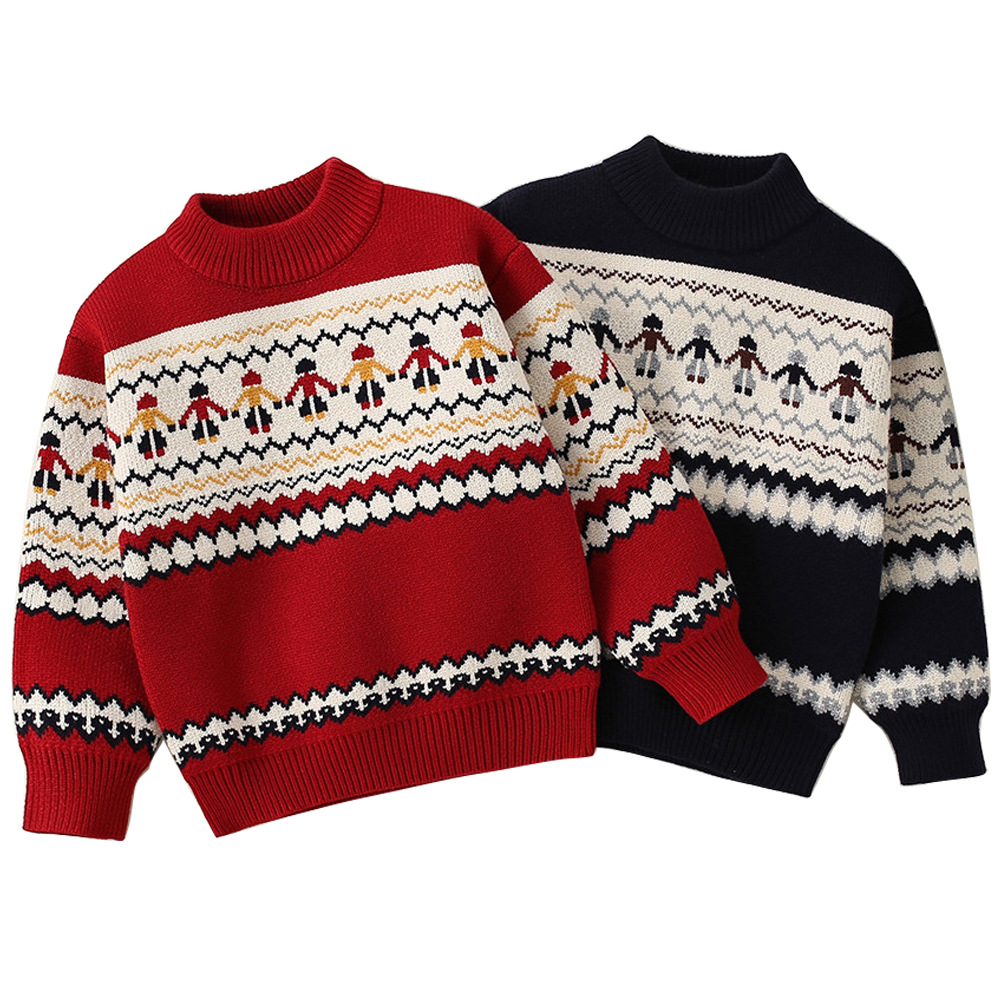 Suéter para niñas de otoño e invierno, jacquard grueso, tops para niños de todo fósforo, suéter de base para niñas de estilo occidental, cabello de una pieza
