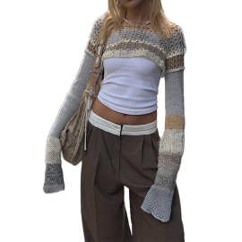 2026 跨境亚马逊外贸 Women's Cut Out Long Sleeve Knit Top