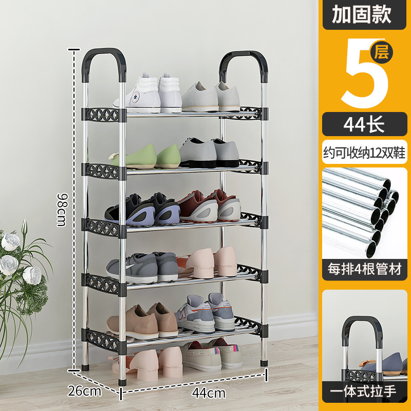 Zapatero simple tubo de acero puerta doméstica estante de almacenamiento de zapatos de varias capas ahorro de espacio para estudiantes alquiler armario de zapatos simple