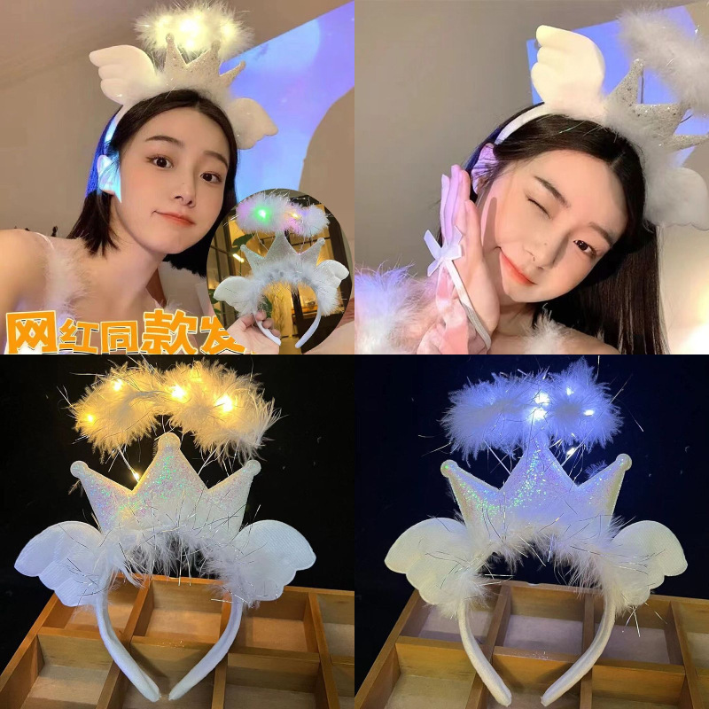 Nuevo alargamiento de plumas de conejo orejas de cabello de cabello de conejo cabello de cabello de cabello de hadas brillante cabello de cabello de juguetes