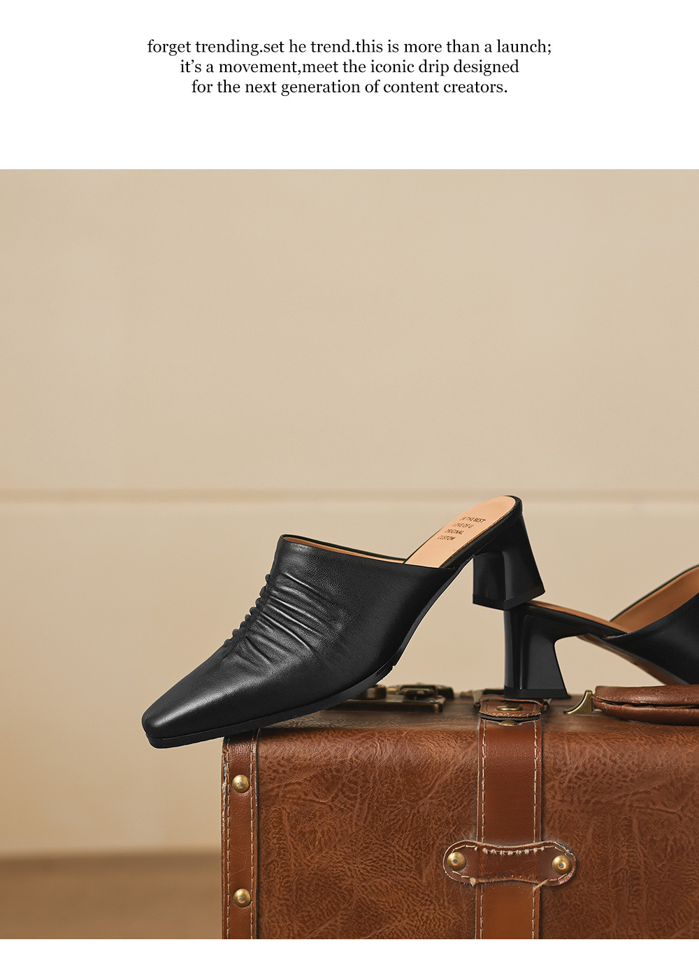 Sandal cao gót nữ mũi kín gót hở, gót 5 cm — đen chi tiết 18