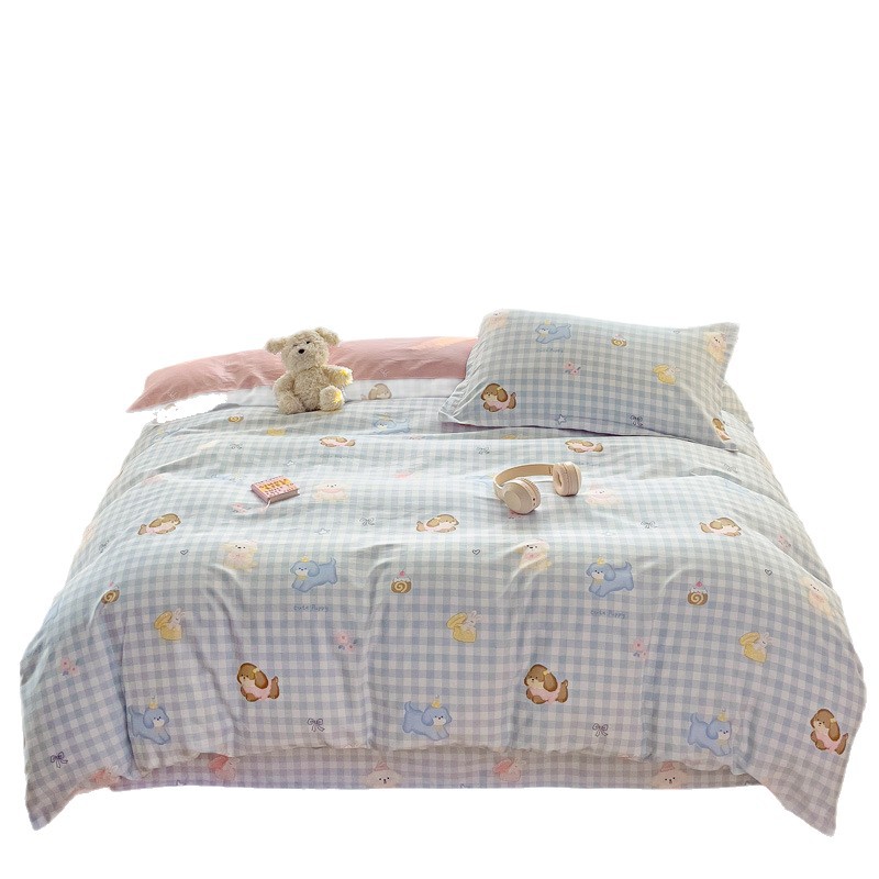 100% algodón cuatro piezas dormitorio de estudiantes de algodón dibujos animados sábanas de cama de tres piezas de ropa de cama