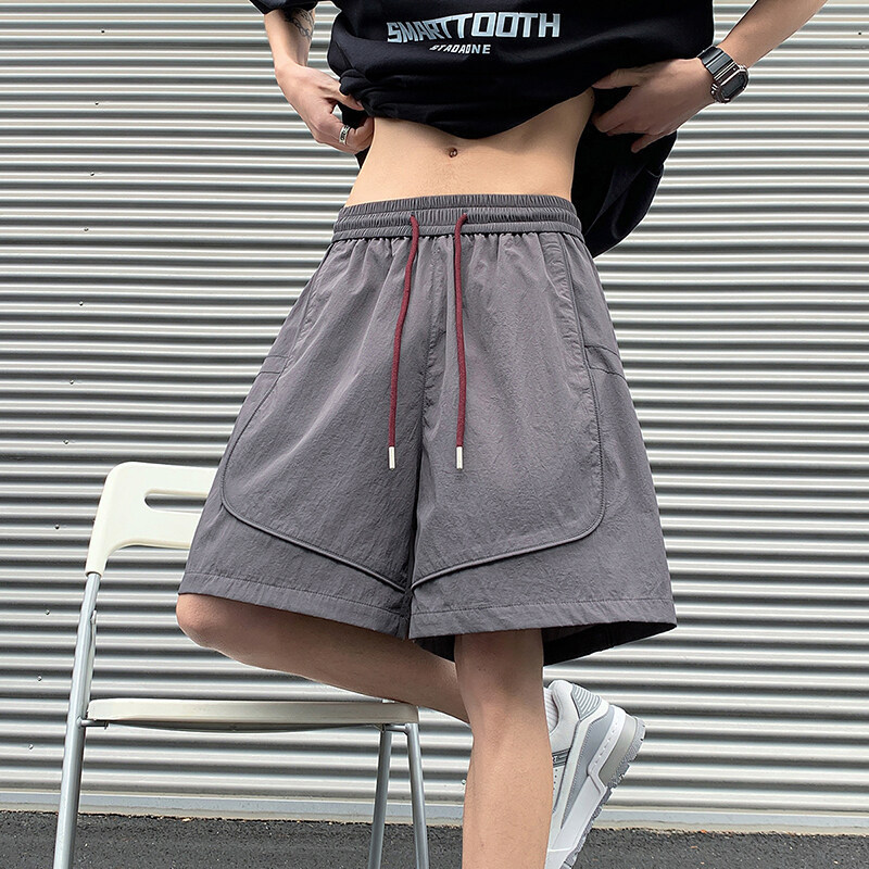 ハイエンドグレー速乾フィットネススポーツ半袖Tシャツイントレンド夏薄手サイクリング速乾ショーツアウトドア機能パンツ|undefined